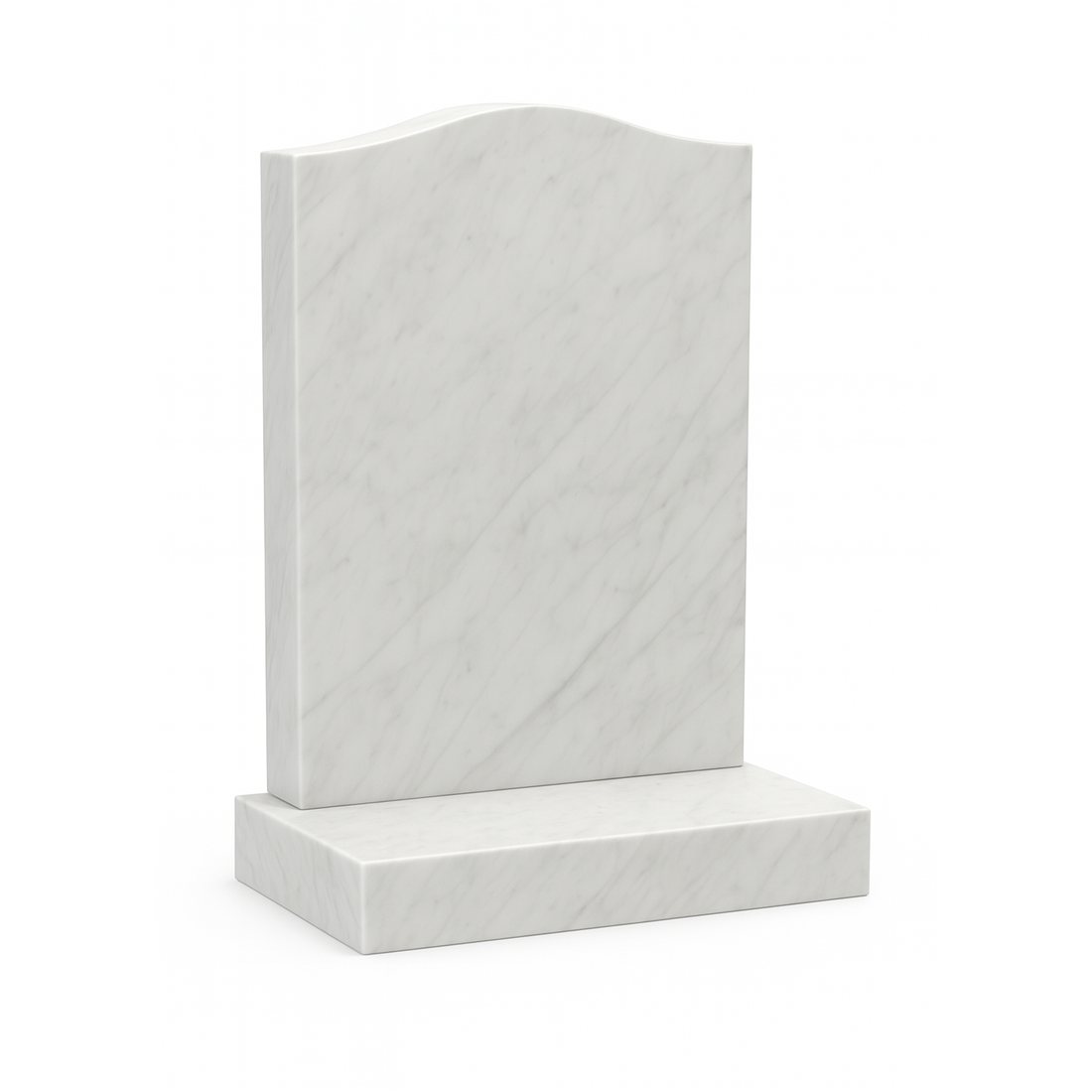 Pale veined headstone with a gently raised curved top