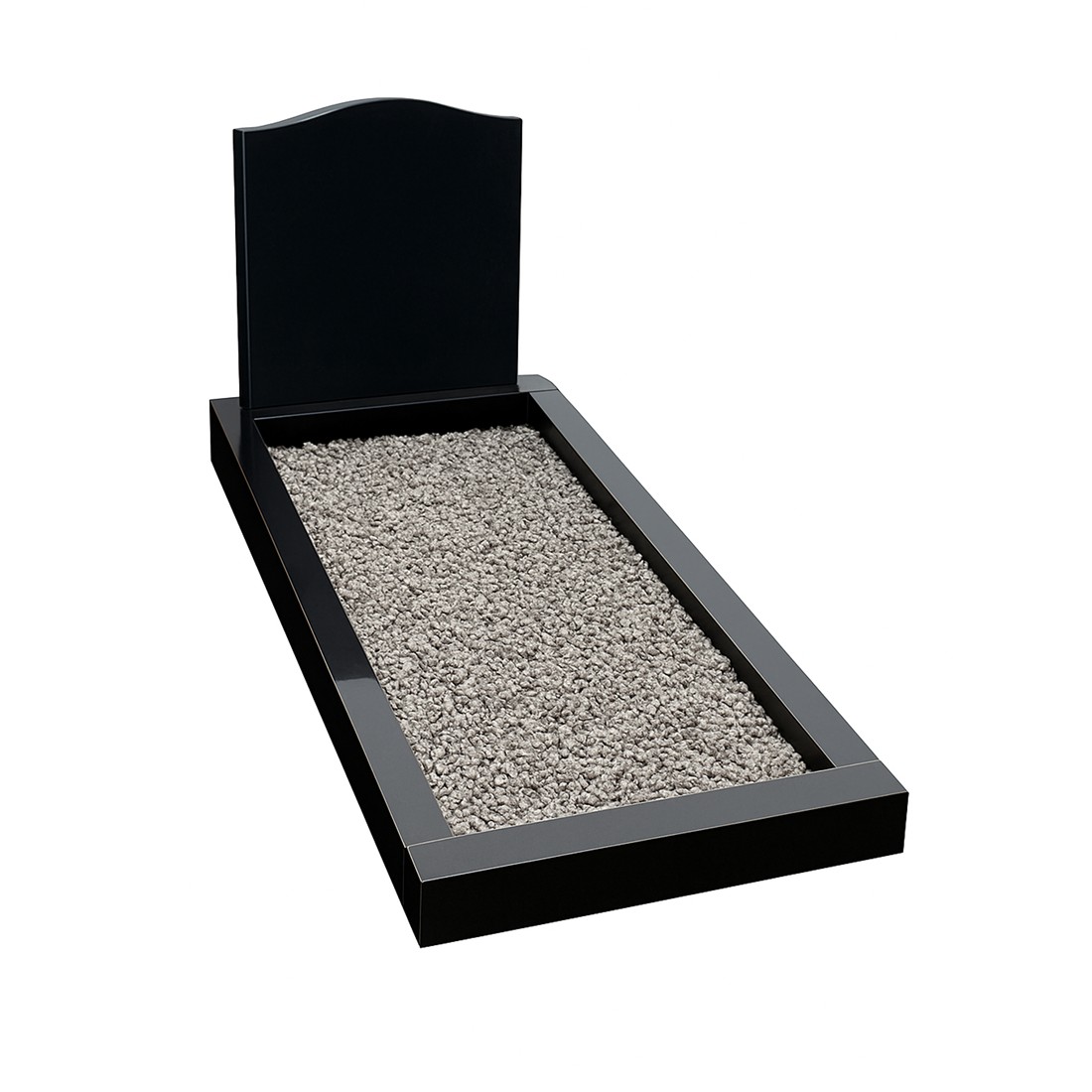 A dark kerbed surround framing a bed of pale chippings.