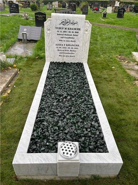 Pale memorial with dark chippings